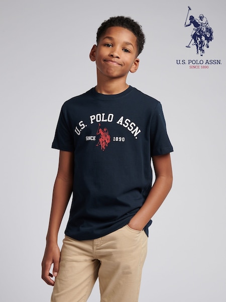 U.S. Polo Assn. Dark cBlue Boys 100% Cotton Signature Arch Print T-Shirt (F74952) | €27 - €33