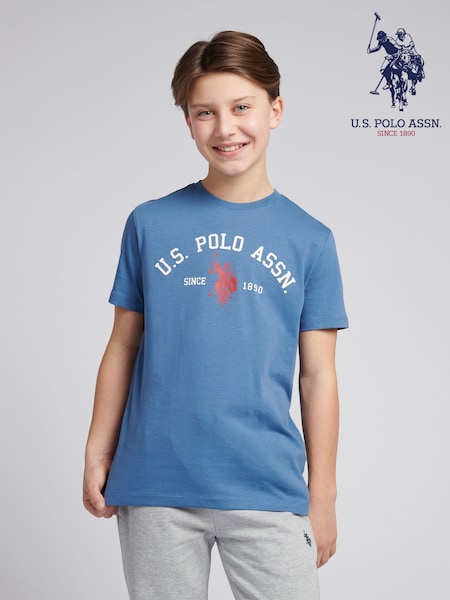 U.S. Polo Assn. sky Blue Boys 100% Cotton Signature Arch Print T-Shirt (F74960) | €27 - €33