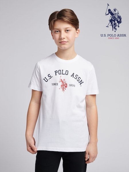 U.S. Polo Assn. White Boys 100% Cotton Signature Arch Print T-Shirt (F74964) | €27 - €33