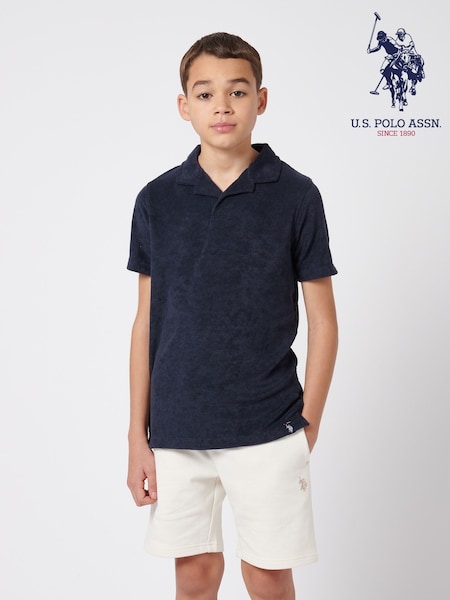 U.S. Polo Assn. Blue Boys 100% Cotton Terry Reverse Collar Polo Shirt (F74970) | €60 - €72