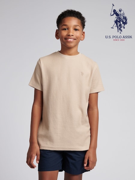 U.S. Polo Assn. Natural Boys 100% Cotton Vertical Texture T-Shirt (F74972) | €37 - €45