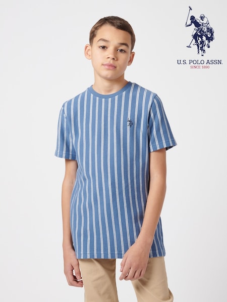 U.S. Polo Assn. Blue Boys Vertical Texture T-Shirt (F74976) | €40 - €48