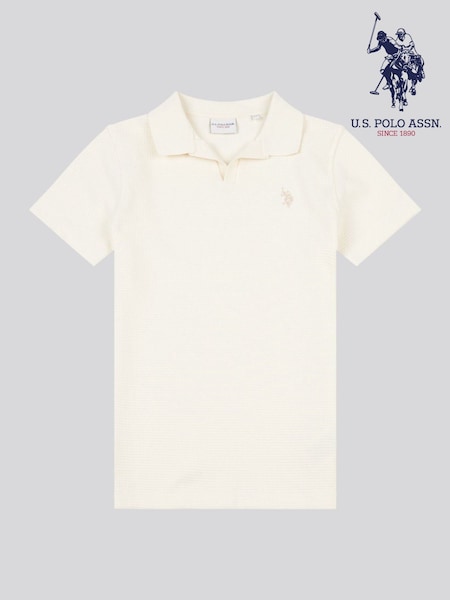 U.S. Polo Assn. Cream Boys Waffle Texture Open Collar Polo Shirt (F74977) | 2,704 UAH - 3,244 UAH