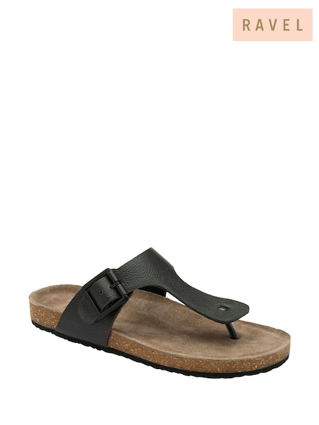 Ravel Black Toe Post Mule Sandals (F74981) | €64