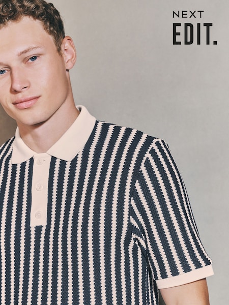 Blue EDIT Striped Short Sleeve Rugby Shirt (F74994) | 148 QAR
