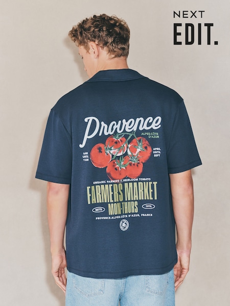 Navy EDIT Graphic Print Jersey Shirt (F74997) | €36