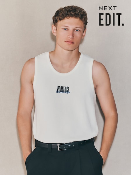 White Graphic Print - EDIT Textured Vest (F75016) | ‏87 د.إ.‏