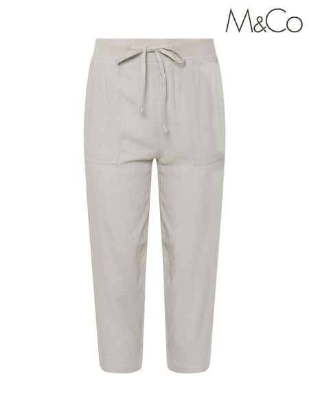 M&Co Grey Petite Linen Crop Joggers (F75115) | kr428