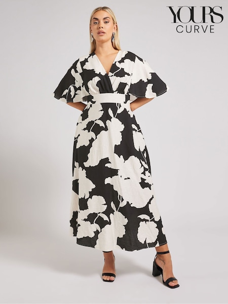 Musta - Yours Curve London Faux Pellava Angel Sleeve Mekko (F75121) | €90