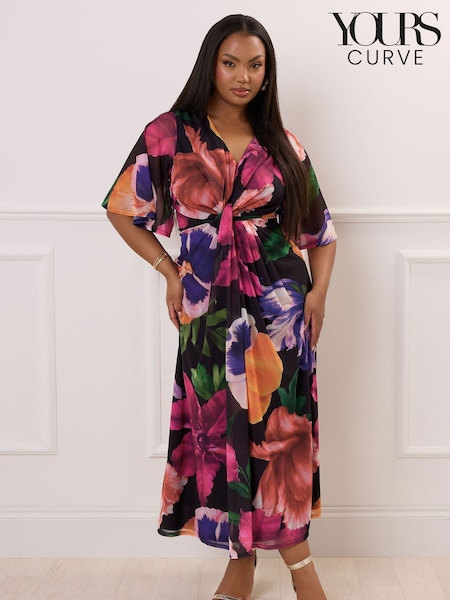 Черный - Yours Curve London Knot Front Angel Sleeve Dress (F75147) | €83