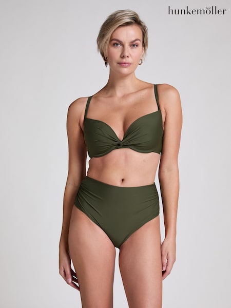 Hunkemoller Luna High-Waisted Shaping Cheeky Green Bikini Bottoms (F75181) | €31
