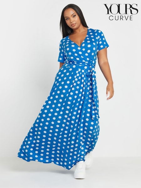 Sininen - Yours Curve Wrap Maxi Dress (F75241) | €58