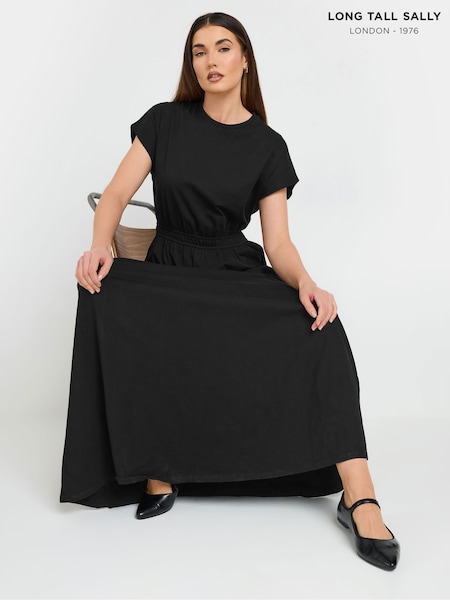 Long Tall Sally Black 100% Cotton Shirred Waist Dress (F75261) | R$ 355
