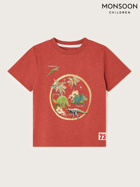 Monsoon Red Dinosaur Graphic 100% Cotton T-Shirt (F75278) | €22 - €25