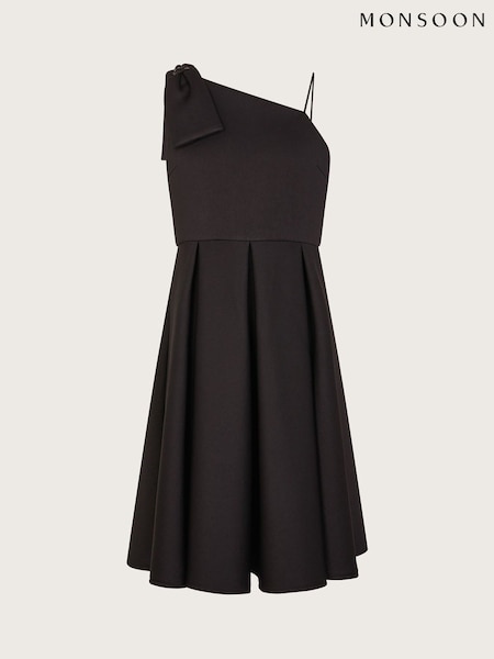 Monsoon Black Nina Asymmetrical Bow Strap Prom Dress (F75291) | €68 - €75