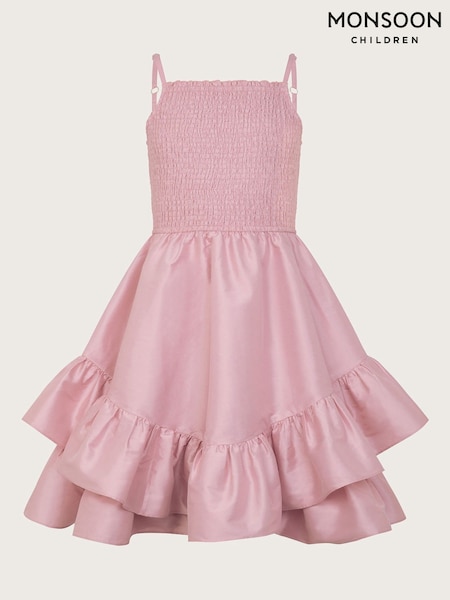Monsoon Pink Clariska Smocked Taffeta Prom Dress (F75303) | €68 - €75