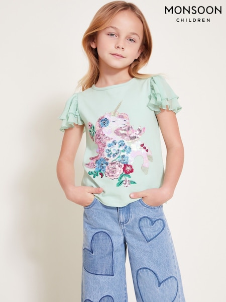 Monsoon Sequin Unicorn Frilly T-Shirt (F75307) | kr257 - kr314