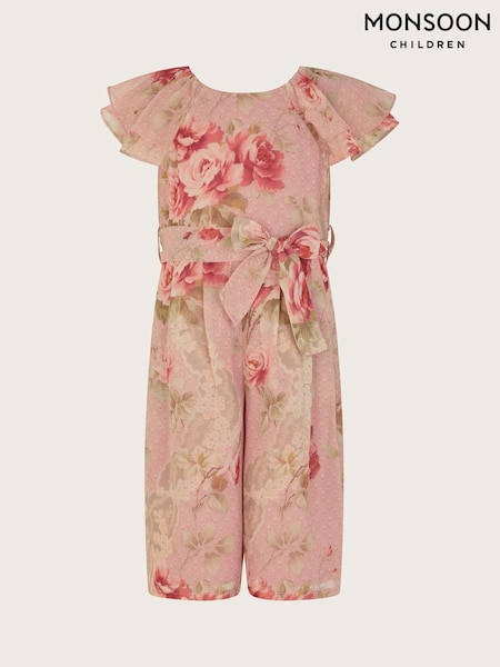 Monsoon Pink Baby Tia Floral Ruffle Jumpsuit (F75308) | 139 QAR - 148 QAR