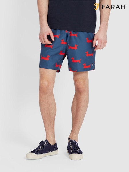 Farah Blue Colbert Dog Print Swim Shorts in Cold Metal (F75318) | 2 704 грн