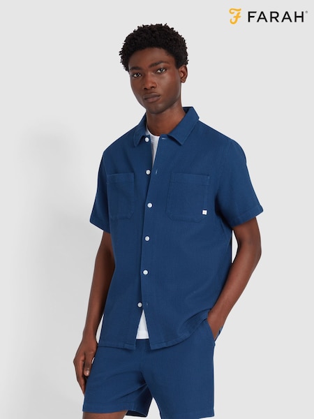 Farah Blue 100% Cotton Judson Short Sleeve Shirt (F75345) | €107