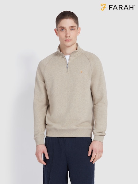 Ruskea - Farah Jim Quarter Zip Sweatshirt (F75355) | €118