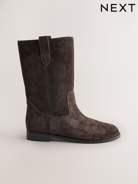 Chocolate Brown Suede Forever Comfort® Midi Pull On Boots (F75373) | €80