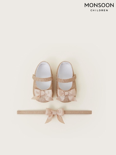Monsoon Baby Glitter Bow Booties and Headband Set (F75375) | €25