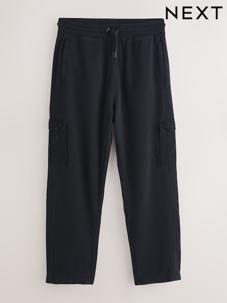 Black Relaxed Fit Garment Wash Utility Style Joggers (F75378) | kr481