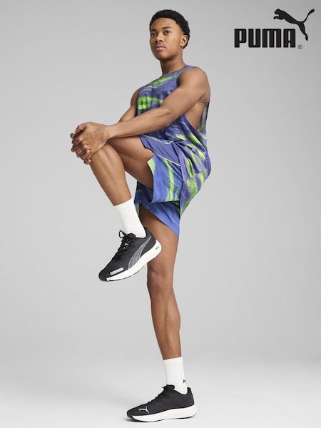 כחול  - Puma Mens Velocity All-over Print Polyblend Tank Top (F75433) | ‏116‏₪