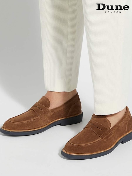 Dune London Benet Penny Suede Loafers (F75483) | €158