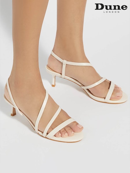 Dune London Cream Movement Asymmetric Kitten Heels (F75492) | €101