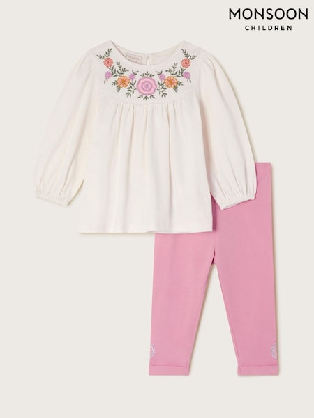Monsoon Baby Embroidered 100% Cotton Tunic and Leggings Set (F75558) | 209 LEI