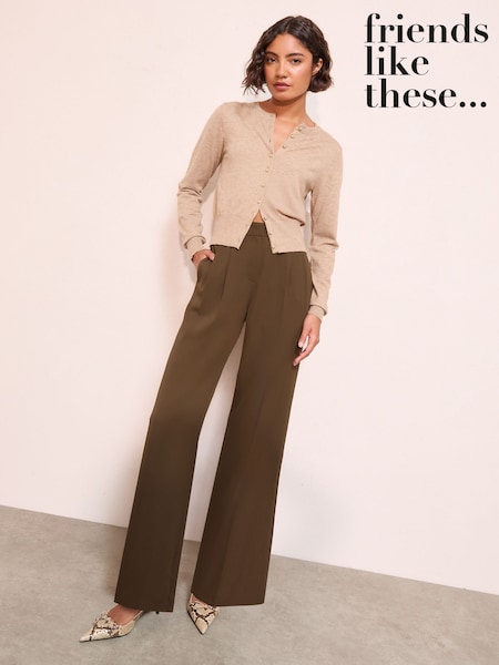 Friends Like These Brown Premium Elastic Back Tailored Wide Leg Trousers (F75572) | € 58