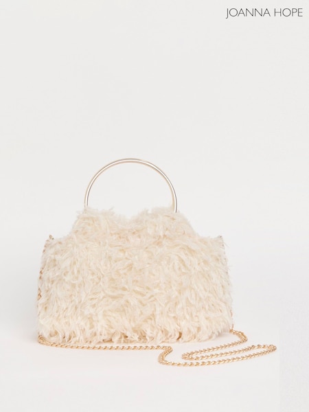 Joanna Hope Cream Faux Feather Grab Clutch Bag (F75720) | €50