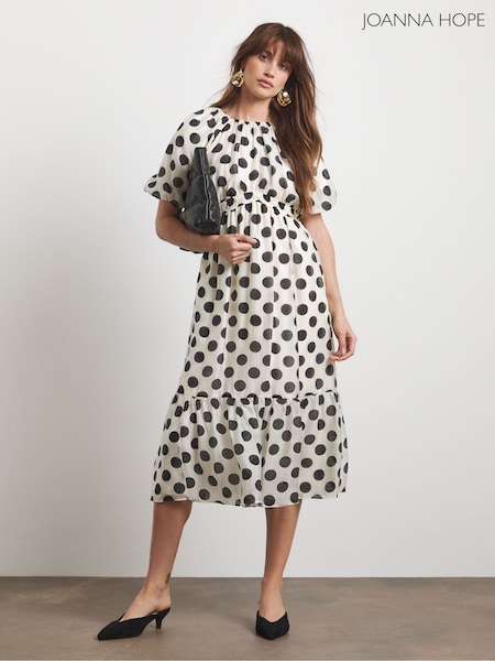 Joanna Hope Spot Print Puff Sleeve Maxi White Dress (F75722) | €131
