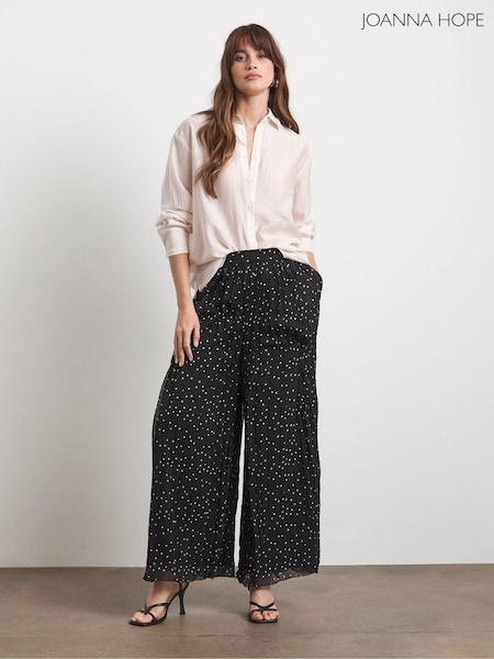 Joanna Hope Crinkle Chiffon Pleated Black Trousers (F75733) | € 108