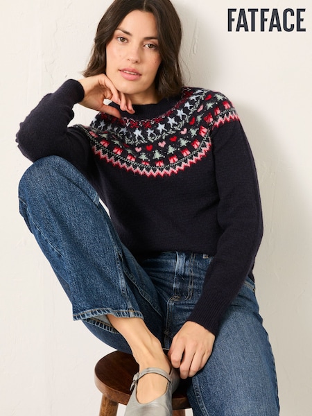 FatFace Noelle Navy Fairisle Knitted Jumper (F75809) | €64