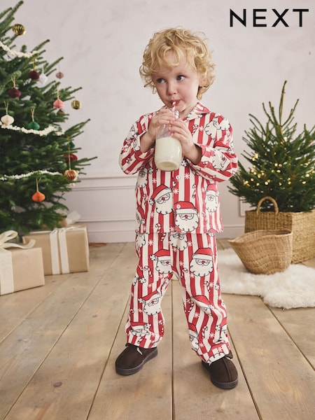 Red/White Santa Single Xmas Button Through Pyjamas (9mths-12yrs) (F75824) | 74 QAR - 89 QAR