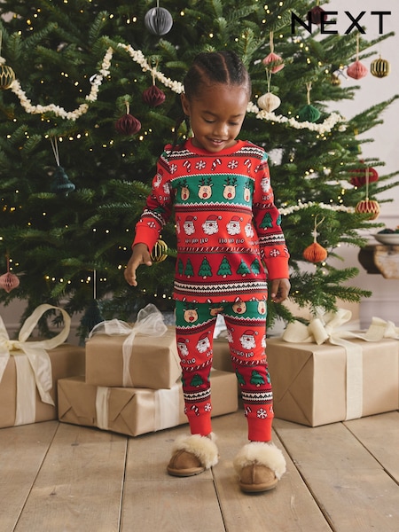 Red Fairisle Pattern Single Snuggle Xmas Pyjamas (9mths-10yrs) (F75826) | 54 QAR - 69 QAR