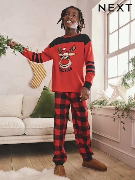 Red Check Reindeer Single Christmas Pyjamas (5-16yrs) (F75828) | €21.50 - €29