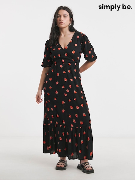 ФРУКТОВЫЙ ПРИНТ - Simply Be Floral Print Crinkle Wrap Midi Dress (F75841) | €56
