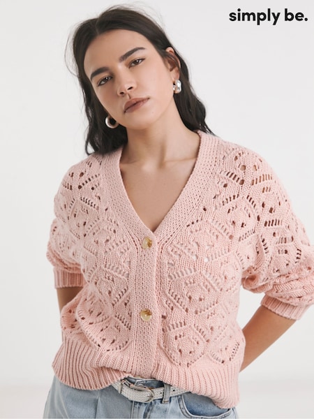 rožnata - Simply Be Pointelle Knitted Cardigan (F75845) | € 50