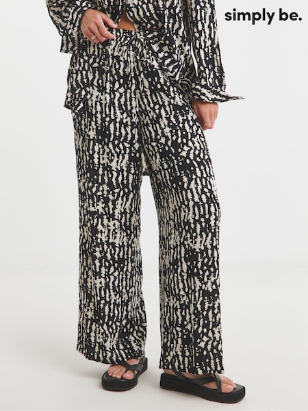 הדפס בצבע אחד - Simply Be Crinkle Wide Leg Trousers (F75856) | ‏171‏₪