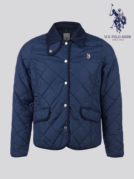 U.S. Polo Assn Blue Womens Quilted Collared Jacket (F75906) | €143