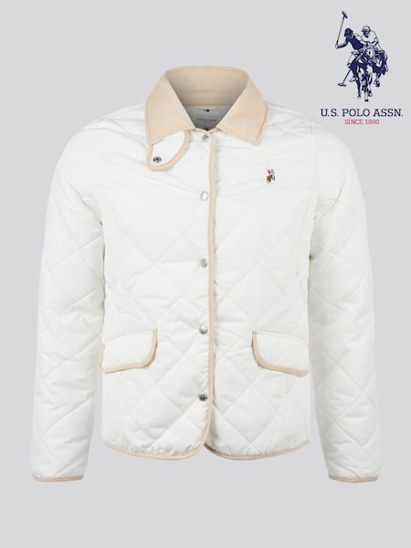 U.S. Polo Assn Cream Womens Quilted Collared Jacket (F75907) | €143