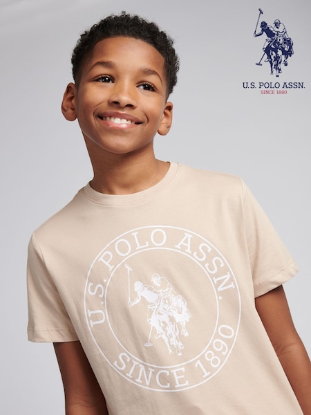 U.S. Polo Assn. Natural Boys 100% Cotton Circle Print T-Shirt (F75915) | R$ 195 - R$ 235