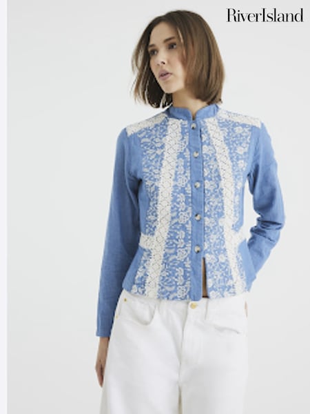 River Island Embroidered Lace Cotton Shirt (F75925) | 365 LEI