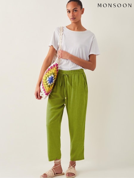 Monsoon Green Penina Drawstring Wide Leg Trousers (F75942) | €62