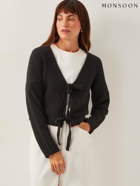 črna - Monsoon Tina Tie Front Cardigan (F75958) | € 72