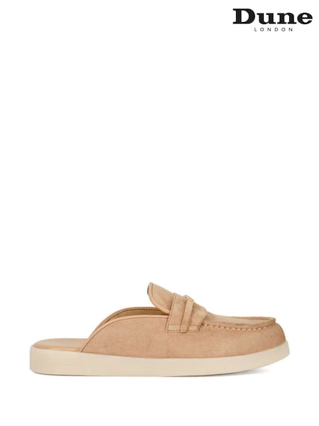 Dune London Cream Gracious Backless Branded Trim Loafers (F75972) | €131